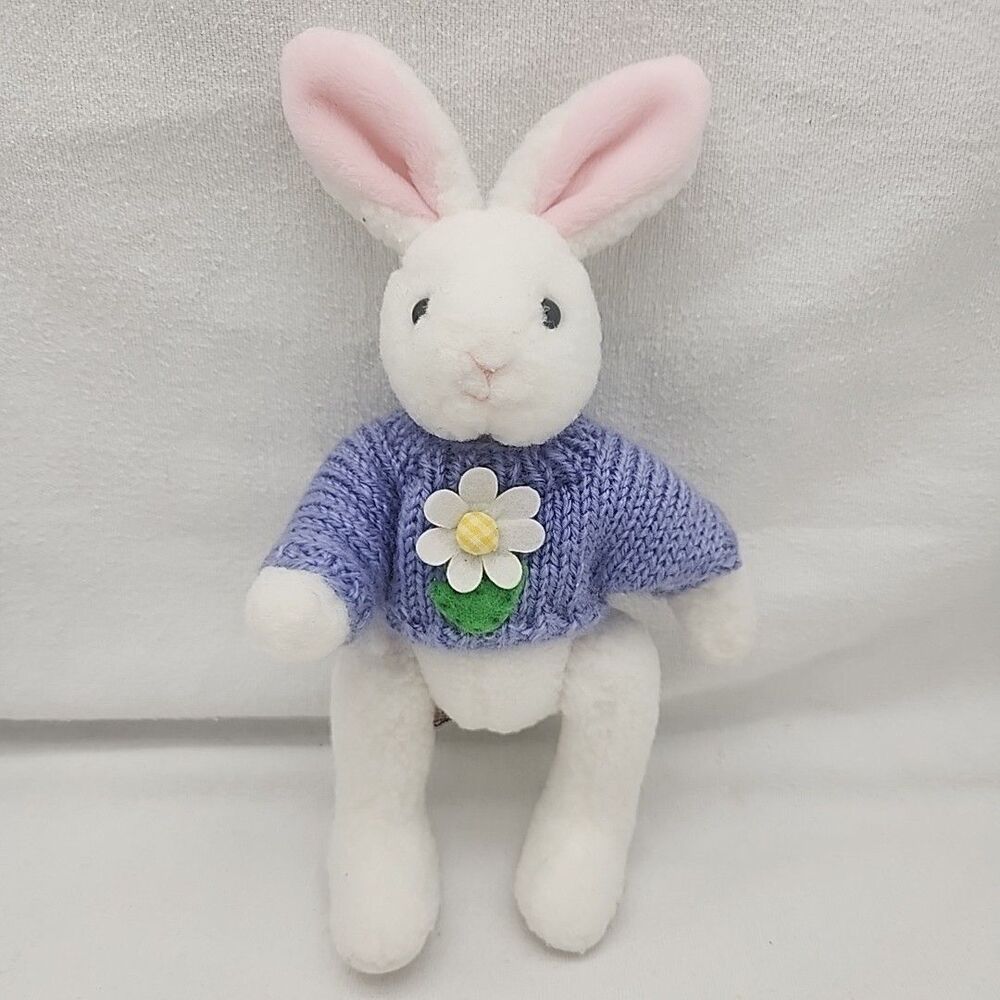 Plush Stuffed Gund Rabbit Twinddles 3636 Jointed Limbs Animal Bunny Blue Sweater